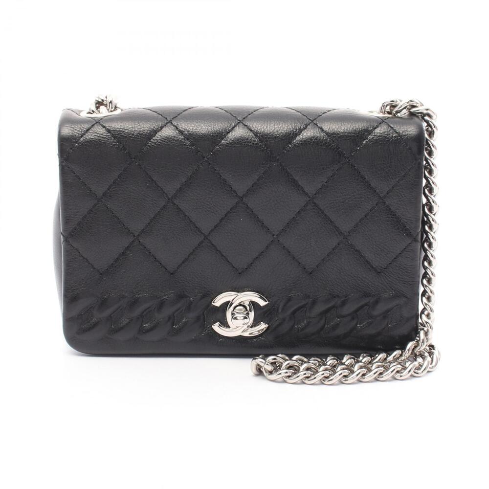 Chanel Matelasse Single Flap Shoulder Bag Leather Black